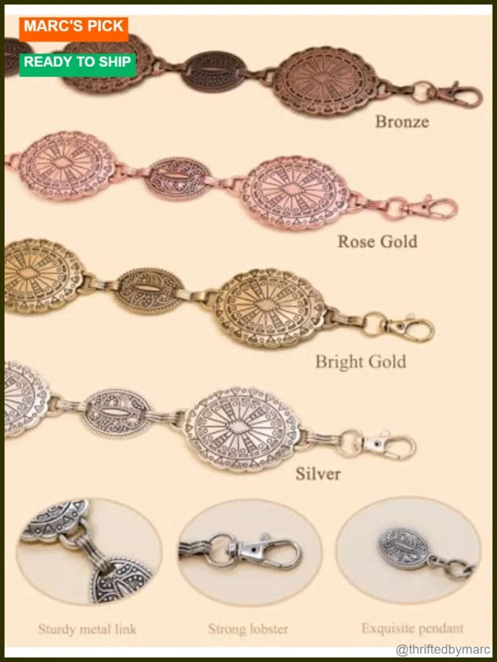 Western Metal Concho Belt for Women Cowgirl Chain Belt for Jeans Dresses